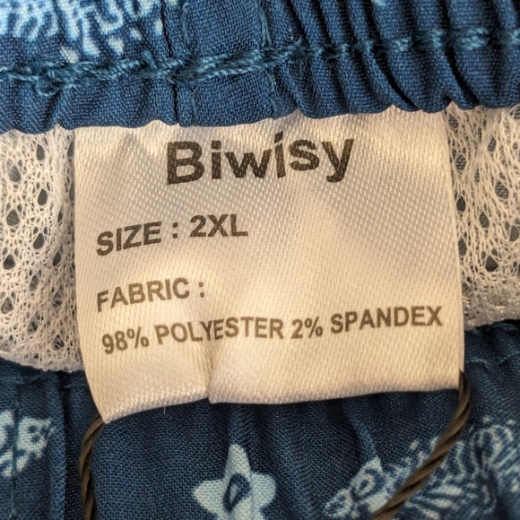 Biwisy Swim Trunks Shorts NWT size 2XL Quick Dry Mesh Blue Lining V-1 - Picture 8 of 10